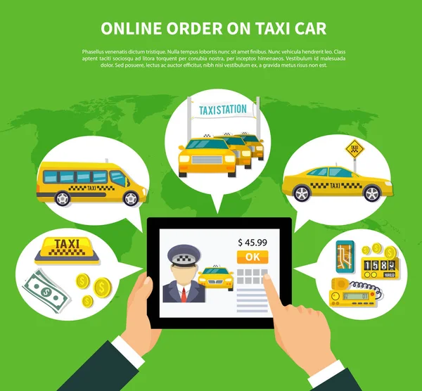 Orden Taxi Concepto en línea — Archivo Imágenes Vectoriales
