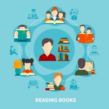 Kitap okumak yuvarlak kompozisyon