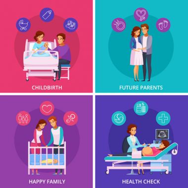 Hamilelik yeni doğan karikatür tasarım konsepti