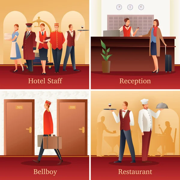 Hotel personer platt kompositioner — Stock vektor