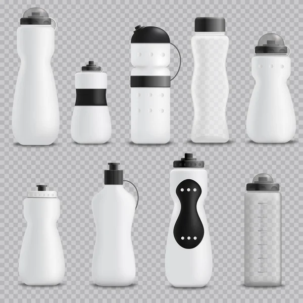 Fitness Bottles Realistic Set Transparent — Stock Vector