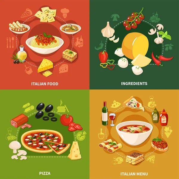 意大利食品2x2 设计理念 — 图库矢量图片