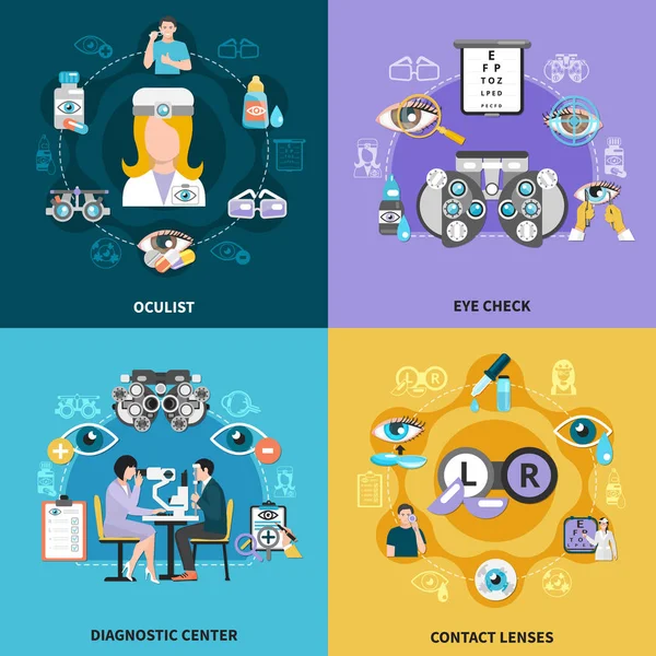 Oculist 4 pictogrammen Concept — Stockvector