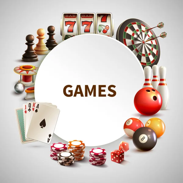 Παιχνίδια ρεαλιστική γύρο καρέ — Διανυσματικό Αρχείο