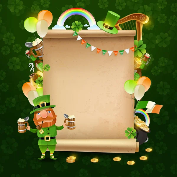 St Patricks Day Scroll Frame — Stock Vector