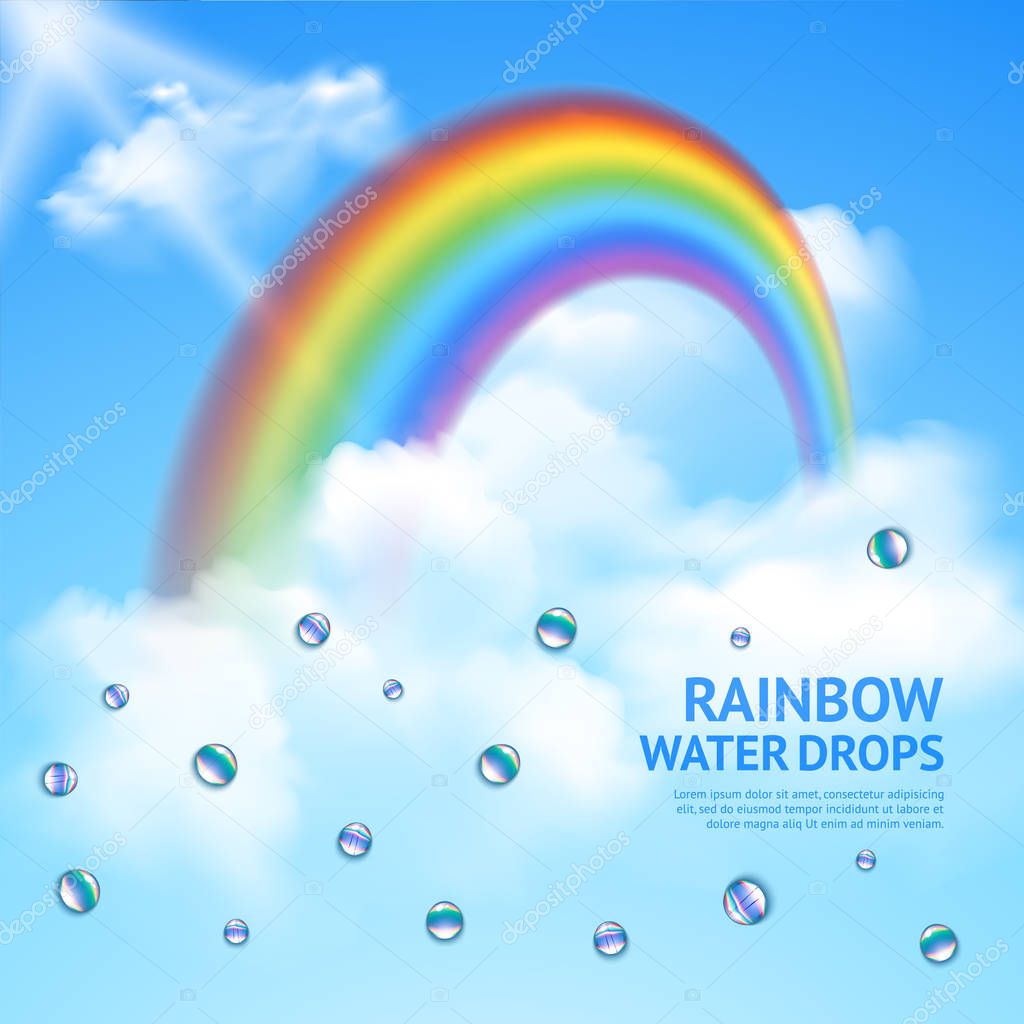 Rainbow In Clouds Realistic Poster