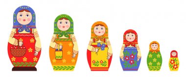Matryoshka düz simgeler koleksiyonu