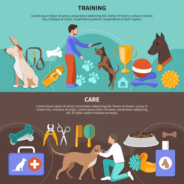 Banners de cuidado veterinario para perros — Vector de stock