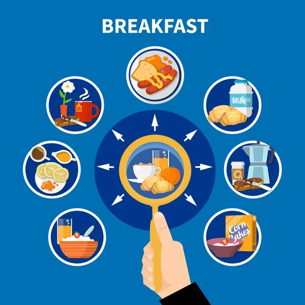 Concepto de desayuno plano — Vector de stock