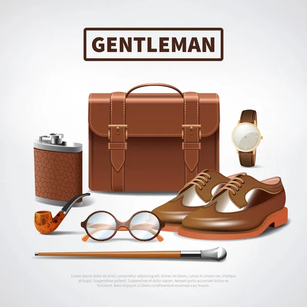 Gentleman realistische Accessoires Set — Stockvector