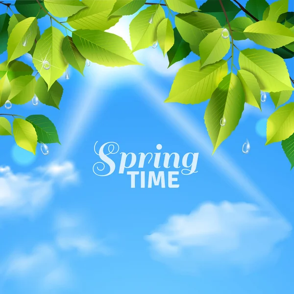 Spring Time Realistic Poster — Stock Vector