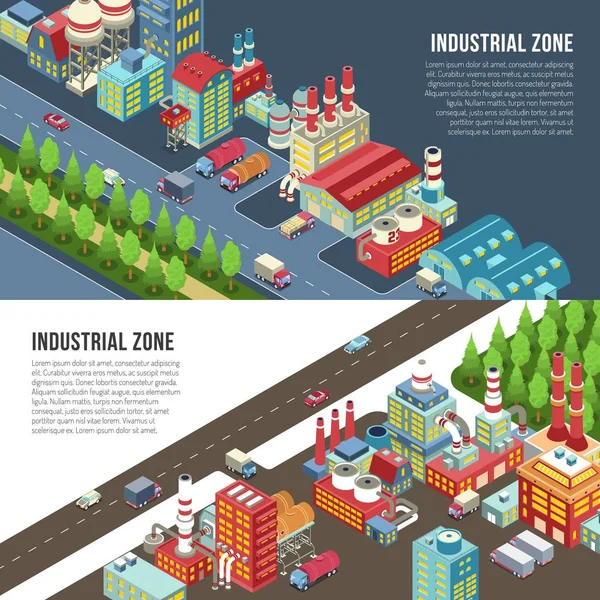 Zona industriale Bandiere orizzontali — Vettoriale Stock