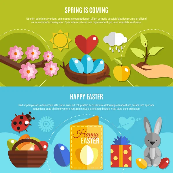 Ensemble de bannières de Pâques de printemps — Image vectorielle