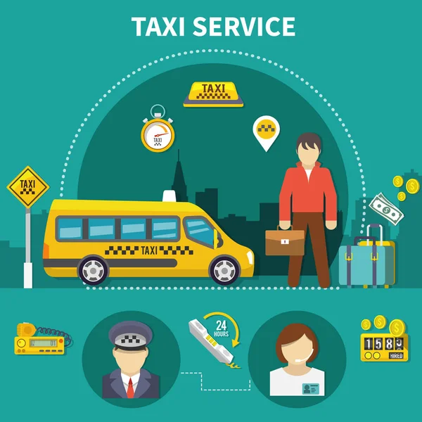 Car Service Taxi Composition — Stock Vector