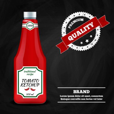 Ketçap sosu gerçekçi reklam kompozisyon 