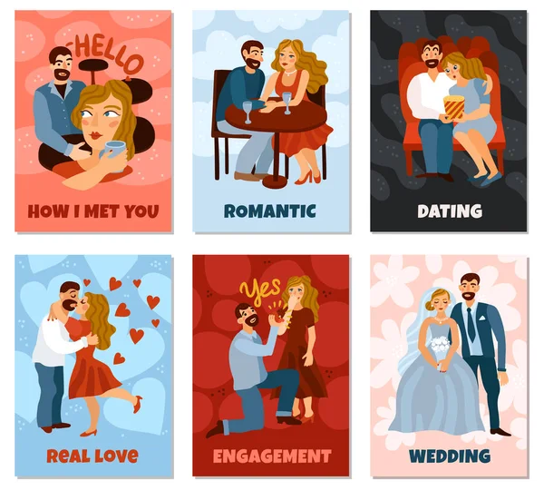 Développer des relations amoureuses Cartes verticales — Image vectorielle