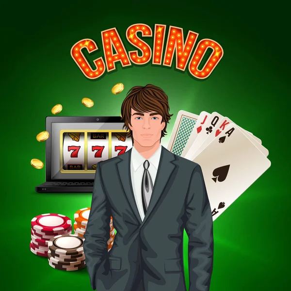 Composición realista del jugador de Casino — Vector de stock