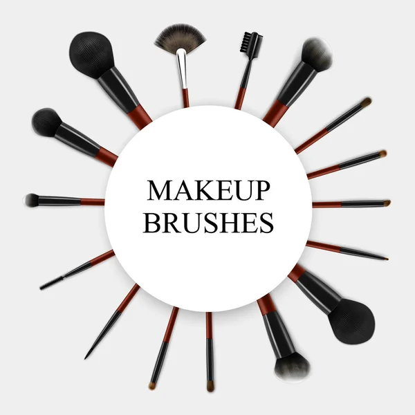 Makeup Brushes Realistic Set Frame — Stock Vector