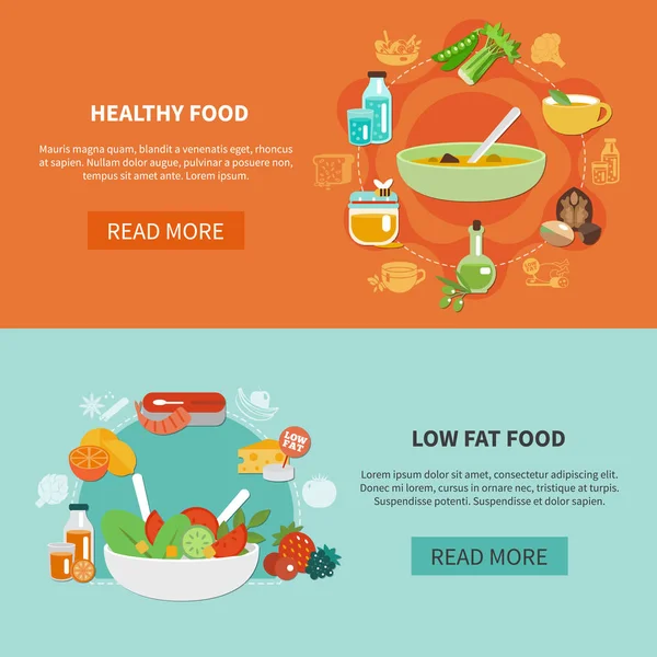 Two Healthy Eating Banner Set — Stock Vector