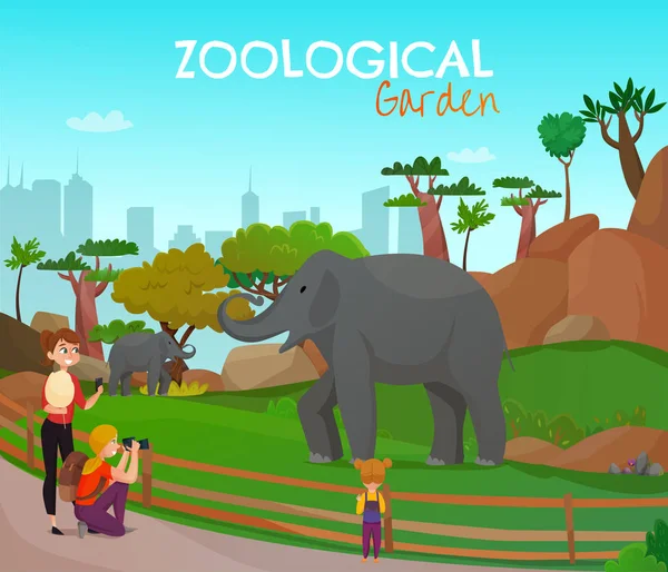 Zoological Garden Cartoon Poster — Stock Vector