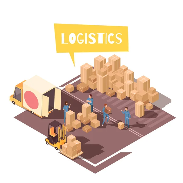 Freight Sorting Isometric Composition — Stock Vector