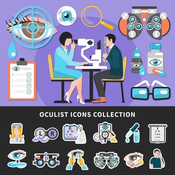 Oculist Test Banners pictogrammen — Stockvector