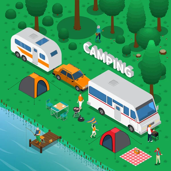 Camping Concept Illustration — Stock Vector