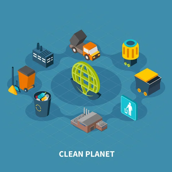 Composition ronde de la planète propre — Image vectorielle