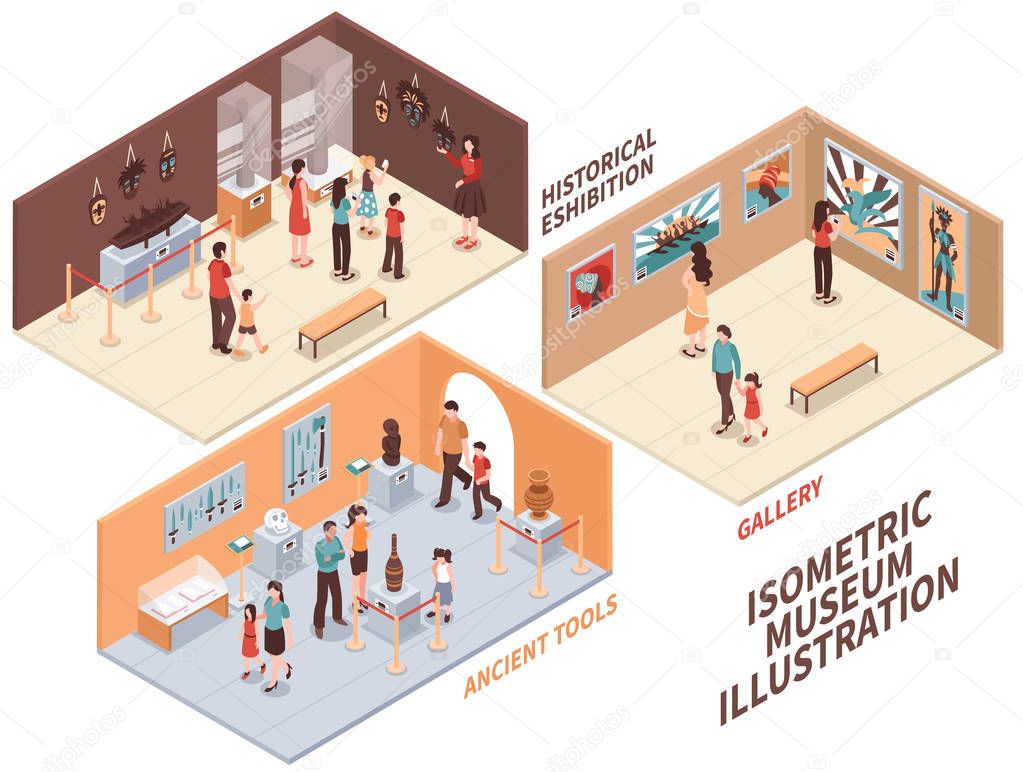 Museum Isometric Compositions Set