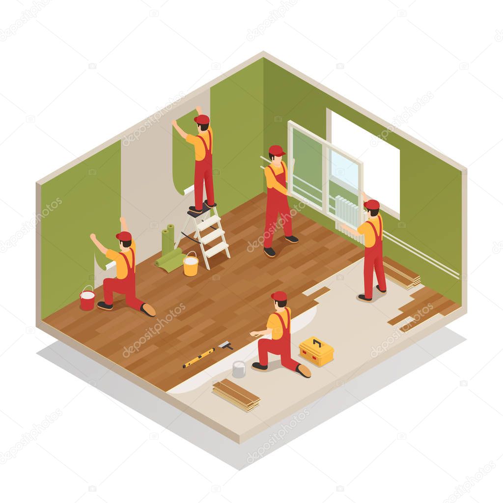 Home Renovation Isometric Composition 