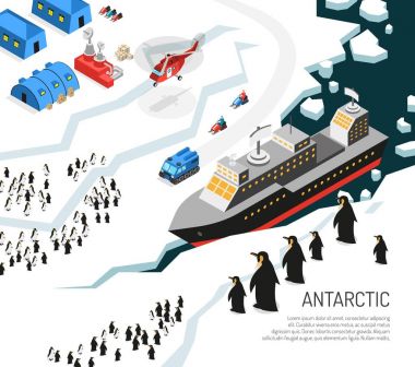 Antarktika Buzkıran penguenler yerleşim Poster 