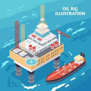 Petrol Endüstrisi Isometric Kompozisyon 