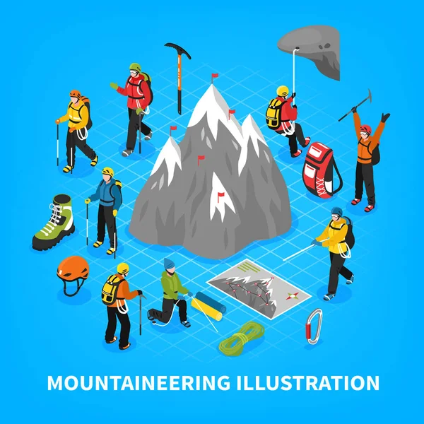 Illustration isométrique de l'alpinisme — Image vectorielle