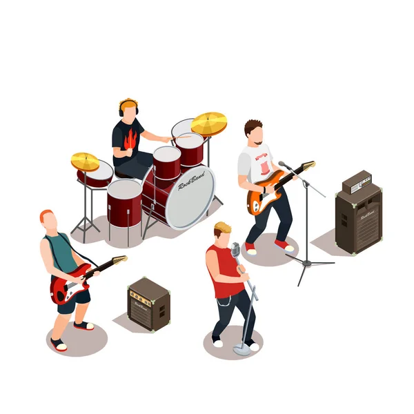 Rock Band izometrikus összetétele — Stock Vector