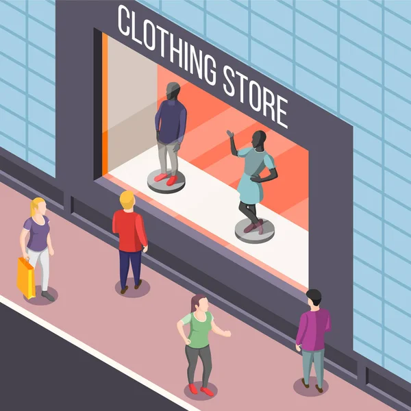 Clothing Store Isometric Background — Stock Vector