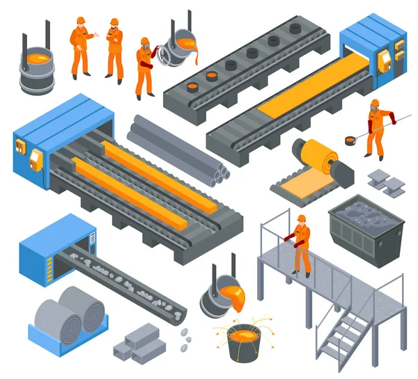 Ensemble isométrique de l'industrie sidérurgique — Image vectorielle