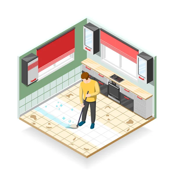 Home Cleaner Isometric Composition — Stock Vector