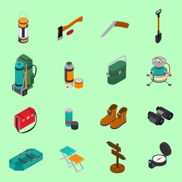 Hiking Icons Set — Stock Vector