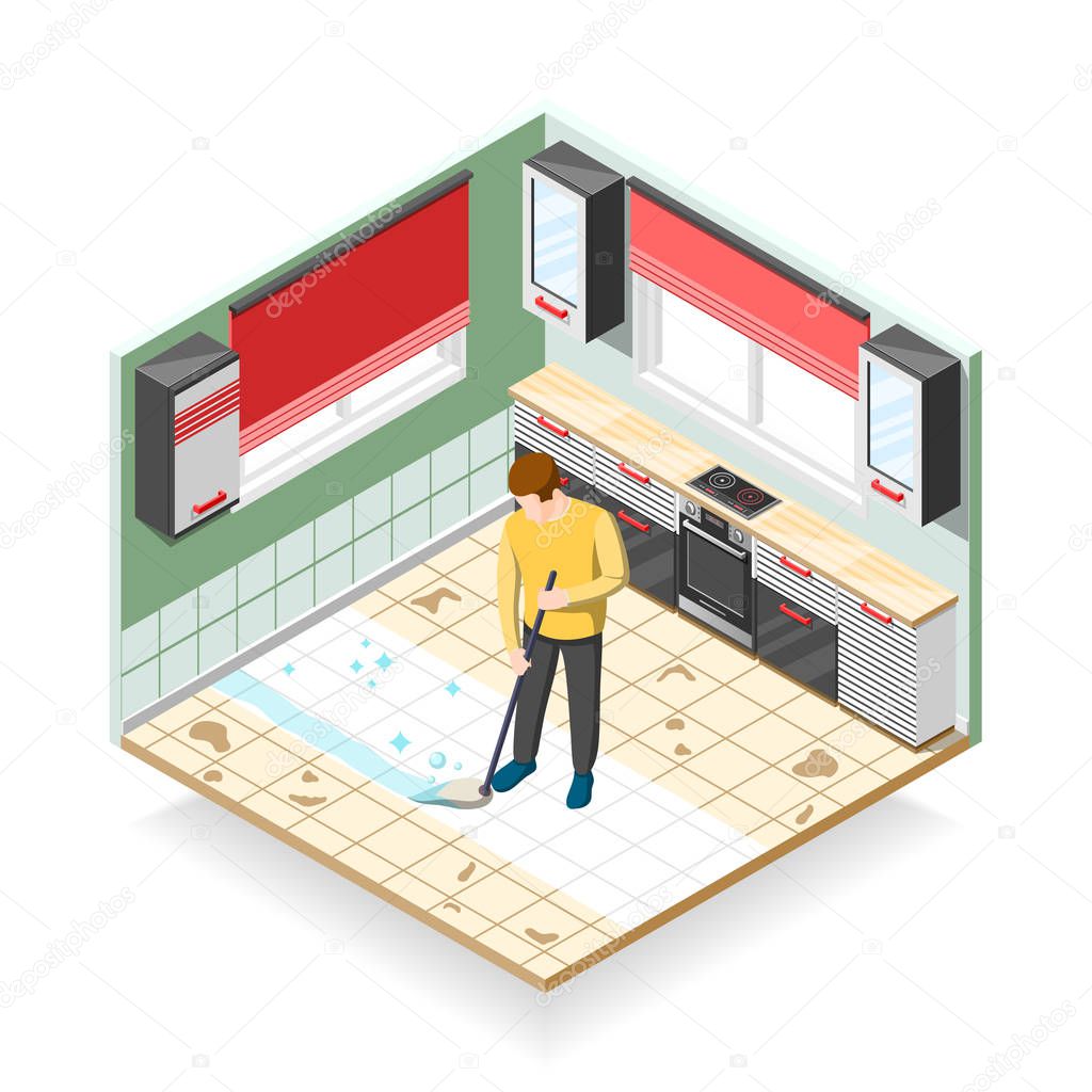 Home Cleaner Isometric Composition