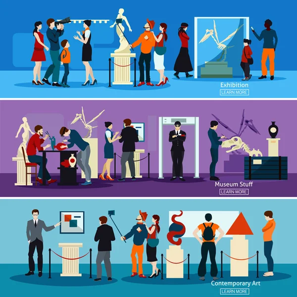 Müzedeki İnsanlar ve Galeri Yatay Afişler