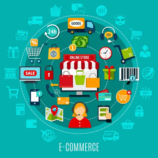 E-commerce Concepto plano — Vector de stock