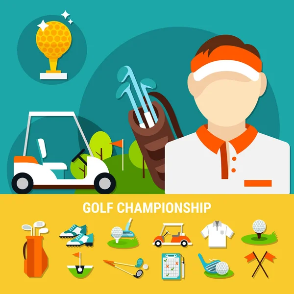 Concepto de Campeonato de Golf — Vector de stock