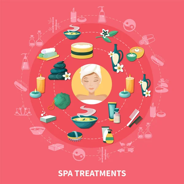 Spa Resort Flat Icons Composition — Stock Vector