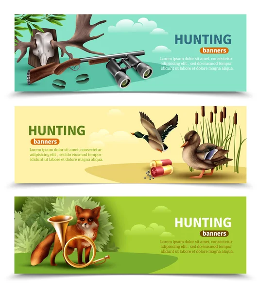 Hunting Horizontal Banners — Stock Vector