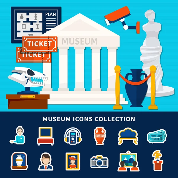 Museu Ícones Coleção — Vetor de Stock