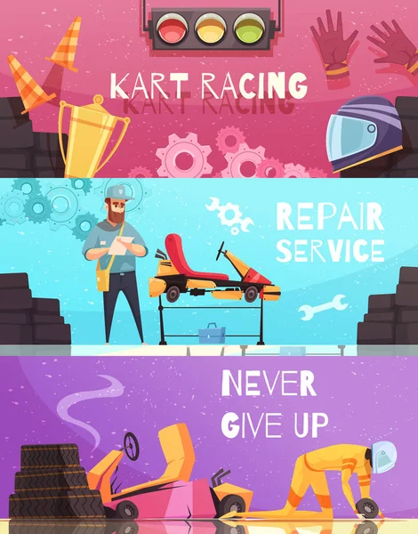 Set de Banners Horizontales de Karting — Vector de stock