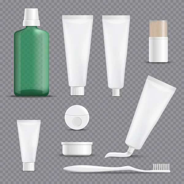Realistiska tandpulver Transparent bakgrund Set — Stock vektor