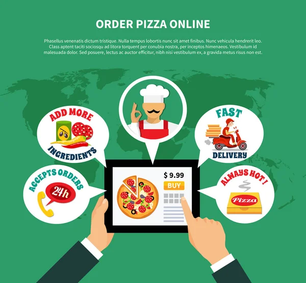 Concept d'application en ligne Pizza — Image vectorielle