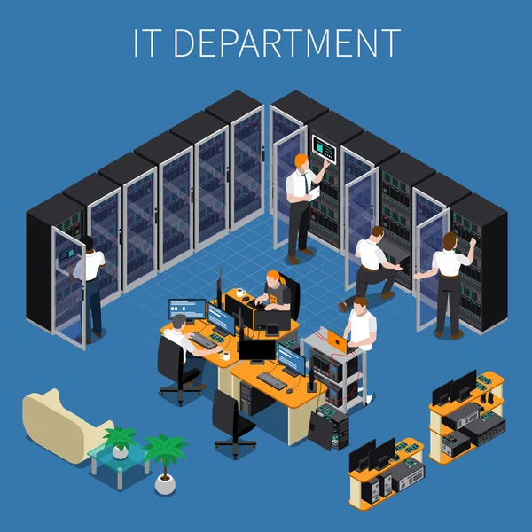 IT Engineering Isometric Composition — Stock Vector