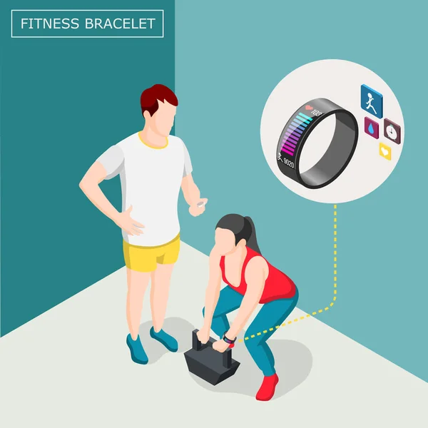 Fitness armband isometrische achtergrond — Stockvector